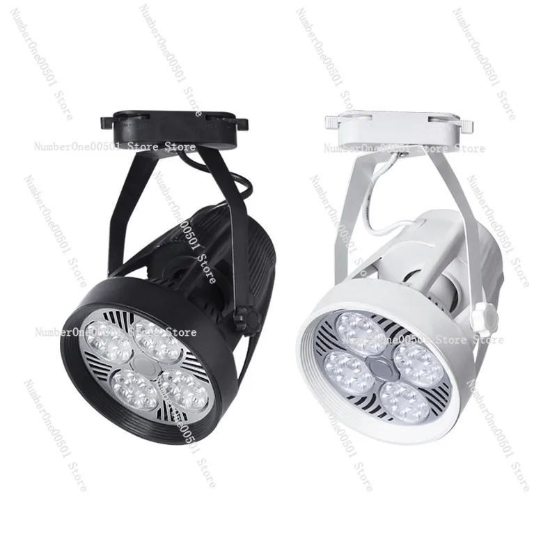 Фото Трековый светильник LED PAR30, концентрирующий свет, цоколь E27, 25W/35W/45W, для магазинов одежды, выставочных залов, полный комплект, сверхъяркий №5