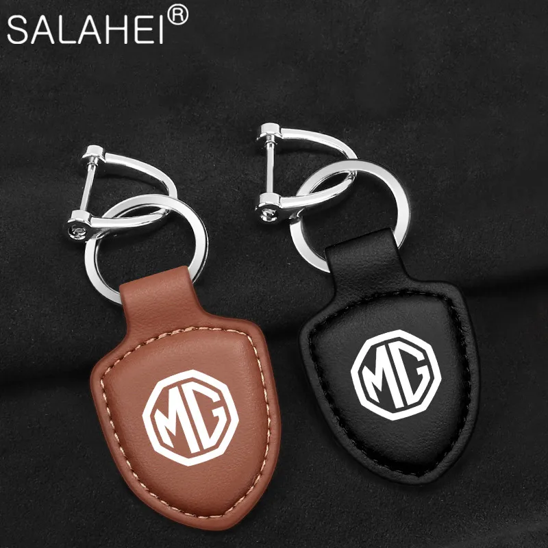 

Leather Car Styling Emblem Key Chain Keychain For MG Morris Garages MG3 MG5 MG6 MG7 ZS GT HS TF ZR ES EZS GS Accessories