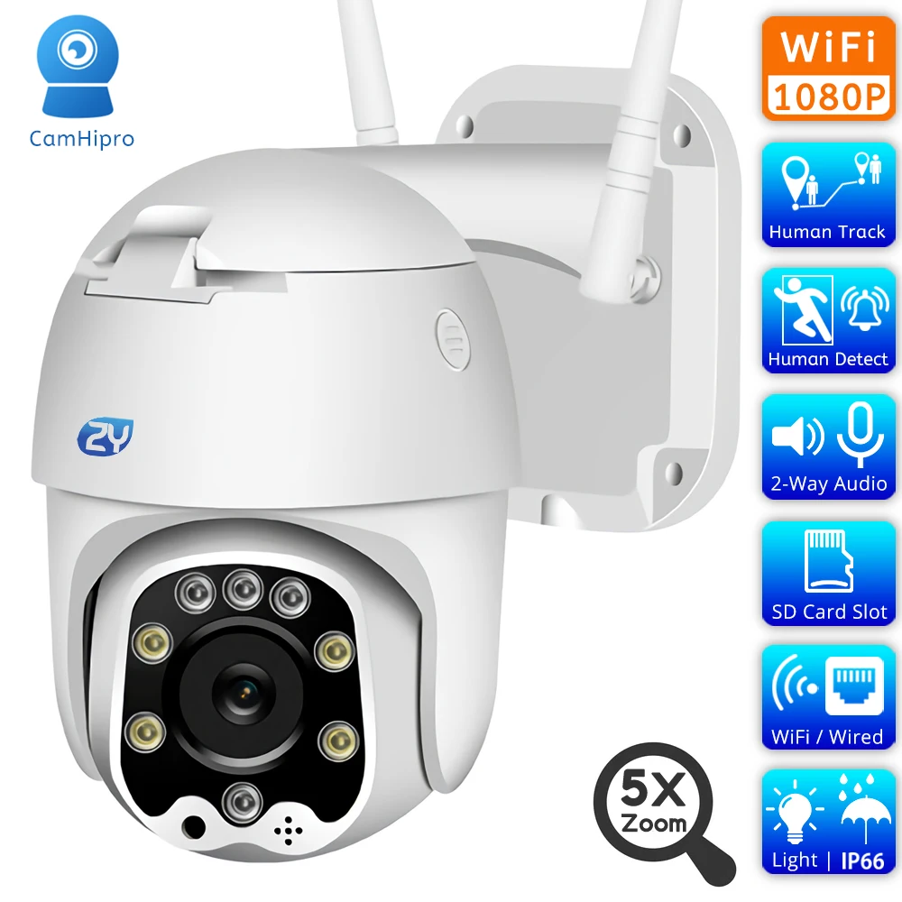 

5X Optical Zoom IP Camera Outdoor CamHi Humanoid Detect Wireless Speed Dome Camera H.265 Audio Color Night Wifi PTZ Camera CCTV