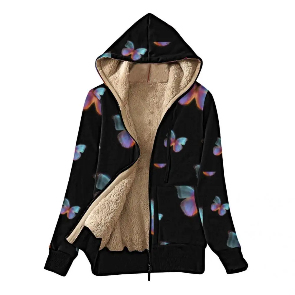 

Fabulous Winter Jacket Butterfly Print Soft Wear-resistant Aesthetic Women Coat