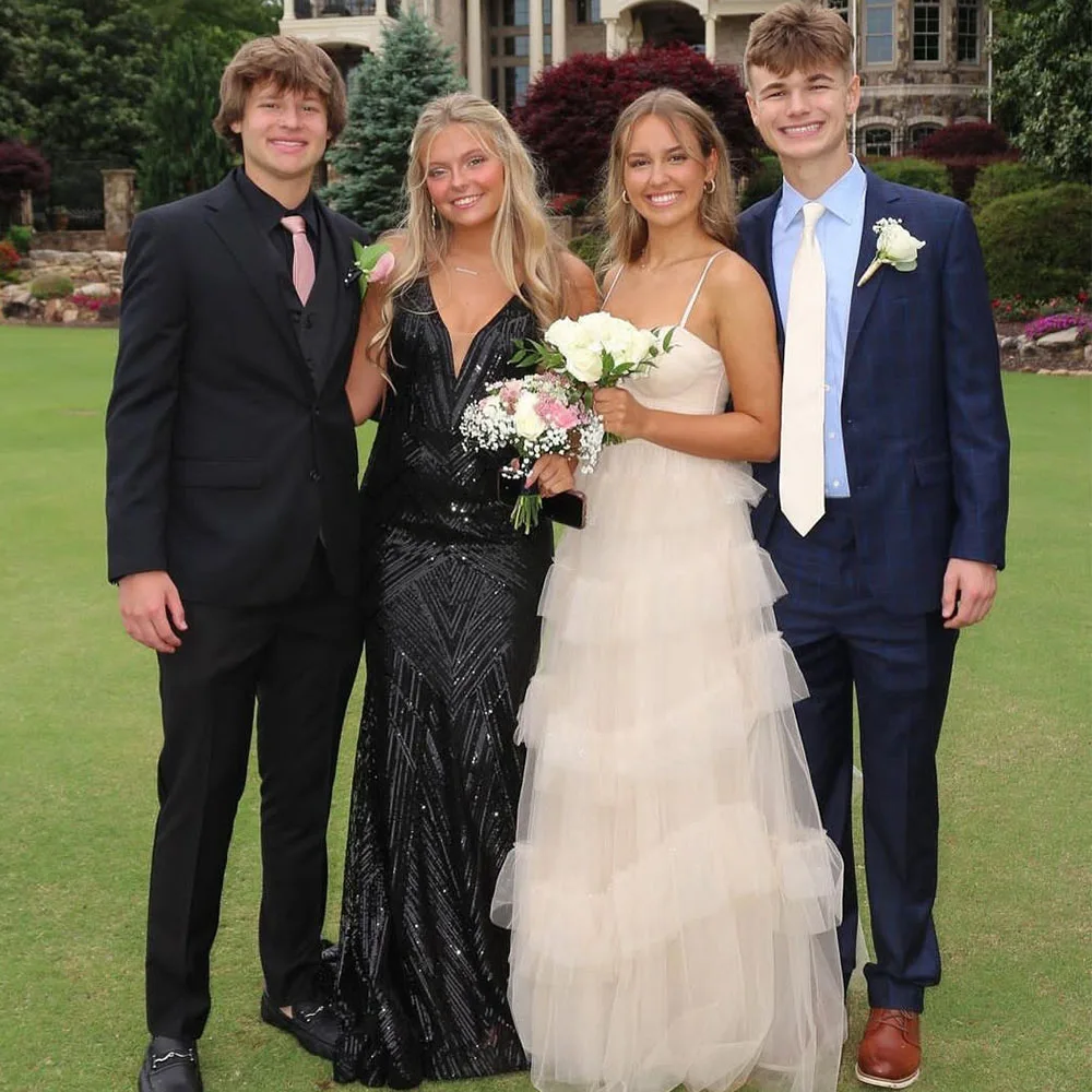 

A Line Light Champagne Tulle Prom Dress Spaghetti Straps Homecoming Dress Robe De Ruffles Formal Party Vestido Graduation Dress