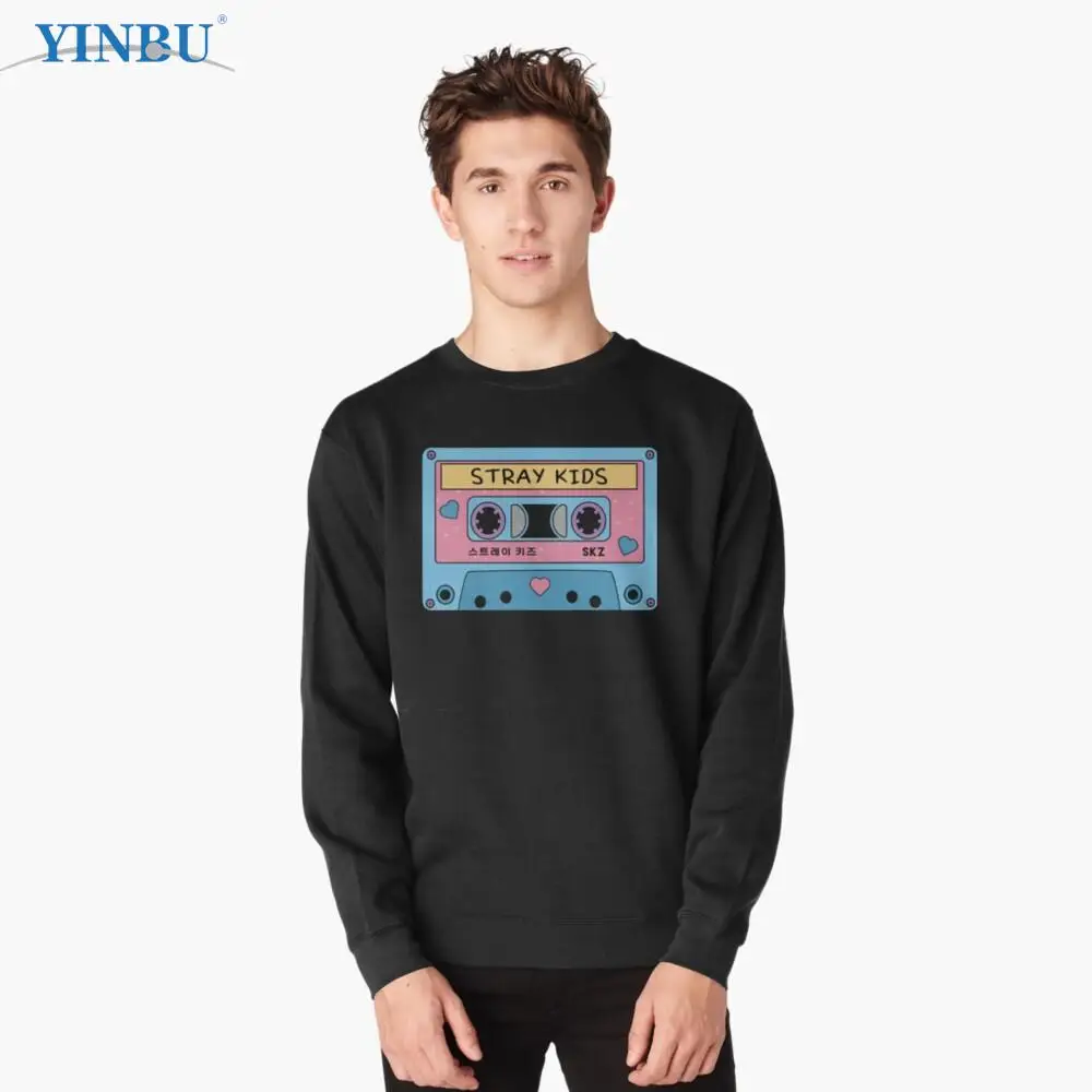 

Пуловер полосатый детский в ретро стиле, Свитшот синего и розового цвета с кассетной лентой, модная уличная одежда