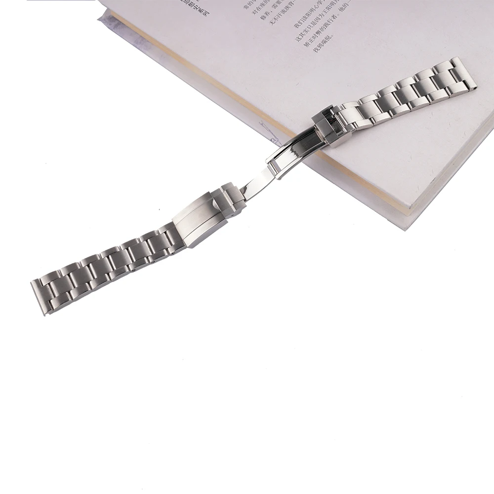 Rolamy 20 22mm Silver Brushed StainlessSteel Replacement Wrist Watch Band Strap Bracelet With Oyster Clasp For Rolex Seiko Tudor