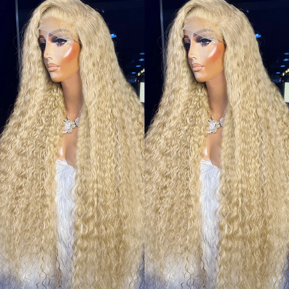 

13x4 Loose Deep wave 613 Honey Blonde Curly HD Transparent Lace Frontal Wig 220% Remy 13x6 Water Wave Color Women Human Hair Wig