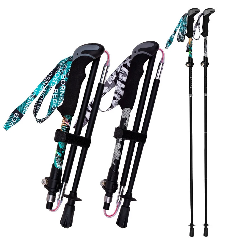 Carbon Fibre Walking Poles 230g 34-135cm Five-section Folding Lightweight Hiking Stick for Camping Hiking Mountaineering