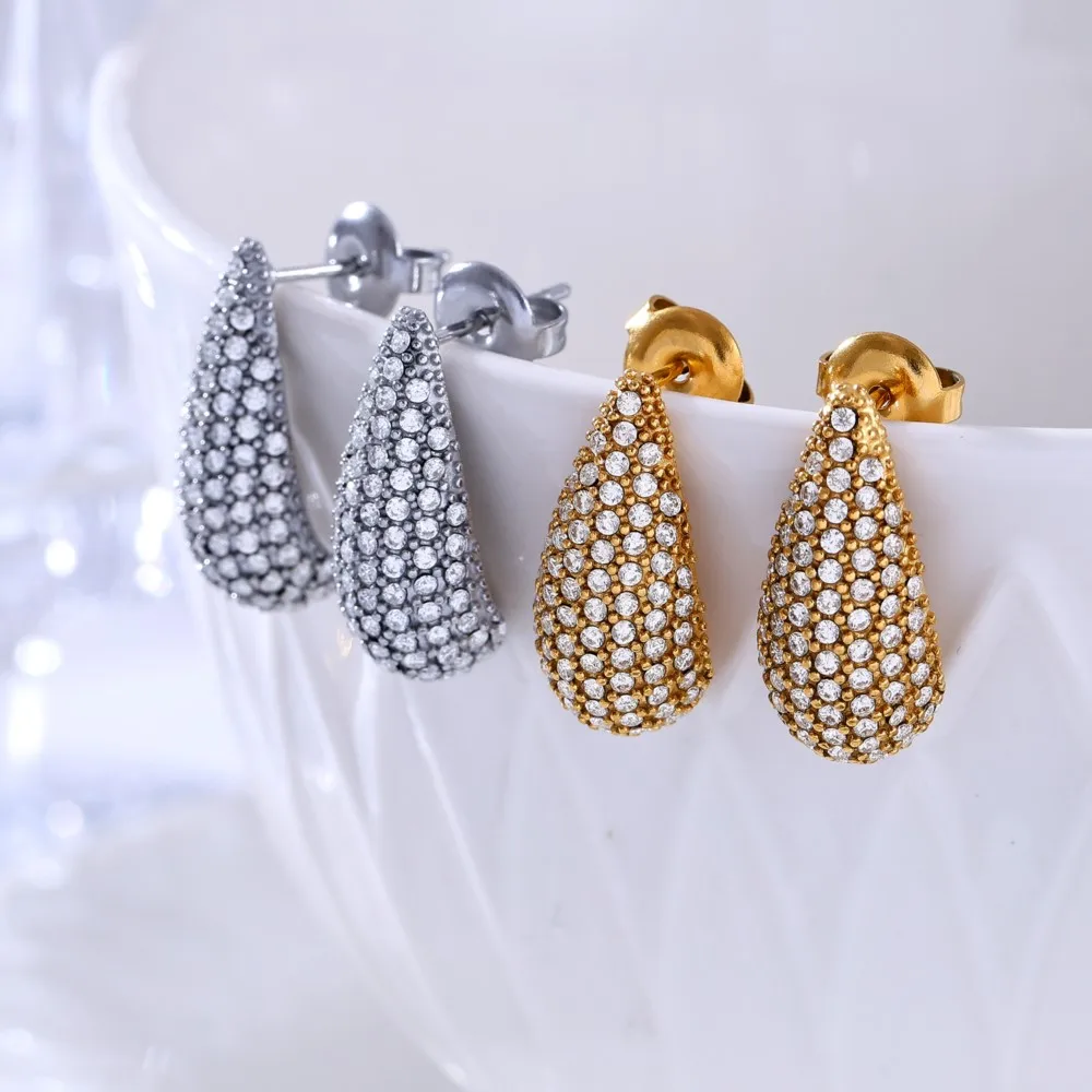 Женские серьги-гвоздики из нержавеющей стали с покрытием 18-каратного золота и