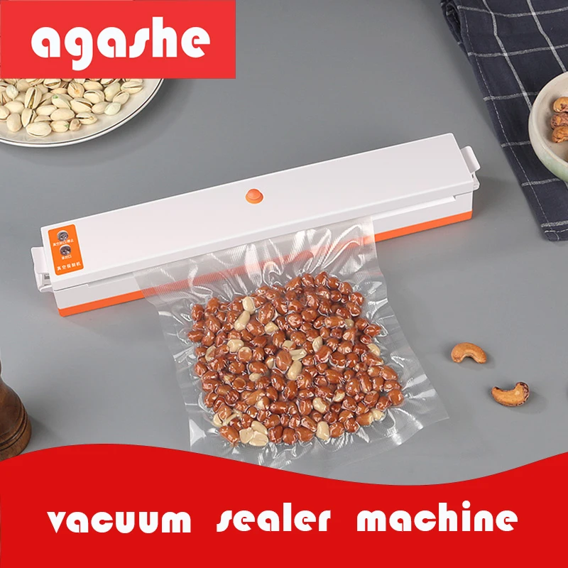 

AGASHE Household Food Vacuum Sealer Packaging Machine Including 10Pcs Bags Free