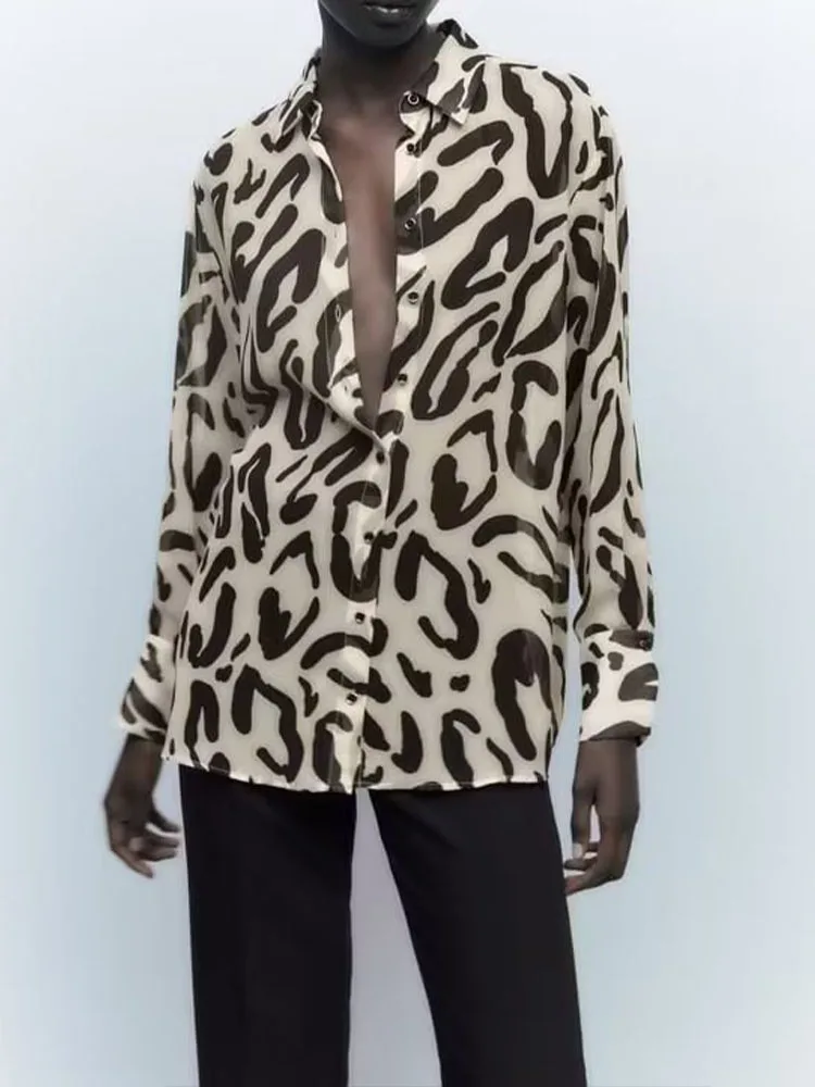 

Новая модная Повседневная Женская Удобная универсальная рубашка-поло с длинным рукавом и передним карманом с принтом животных