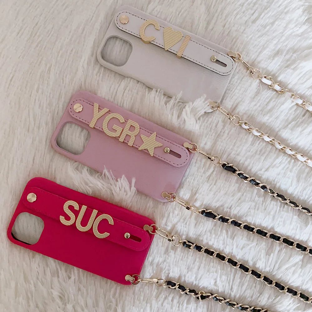 

Strap Custom Name Pebble Leather Phone Case For iPhone 14 14 Pro Max 14 Plus 13 Pro Max 13 12 11 Cover