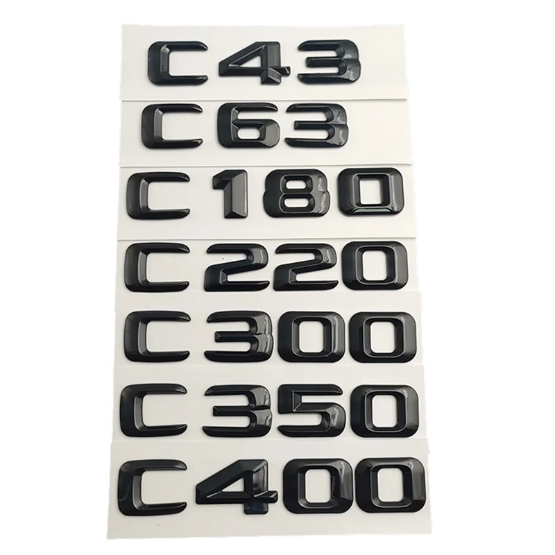 

3d ABS черный логотип C200 C220 C180 C300 C400 эмблема буквы значок на багажник автомобиля Наклейка для Mercedes Benz W203 W204 W205 аксессуары
