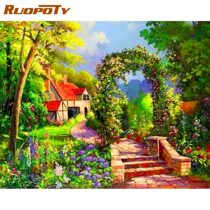 

RUOPOTY Oil Painting By Numbers For Adults Mountain Road Landscape Picture By Number HandPainted Unique Gift 40x50cm Framed