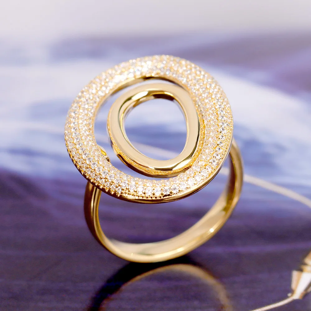 

Роскошное женское кольцо с фианитом, свадебное кольцо высокого качества с овальным золотым покрытием