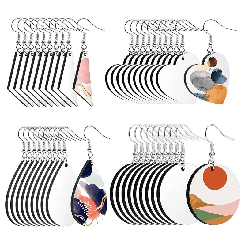 

40Pcs Sublimation Blank Earrings Board White Earrings Heat Transfer Earrings Unfinished Wood Earring for Jewelry DIY Making