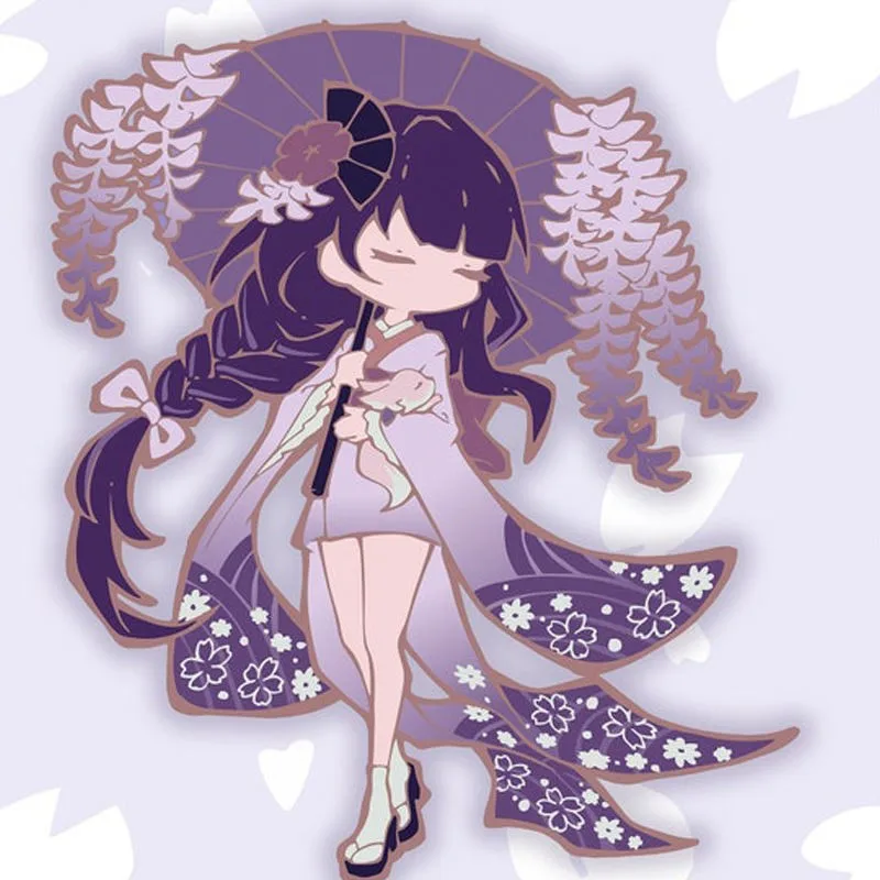 

Аксессуары для косплея Cute Genshin Impact Raiden Shogun, эмалированная Металлическая Булавка Beelzebul для женщин, брошь, одежда, значки, рюкзаки