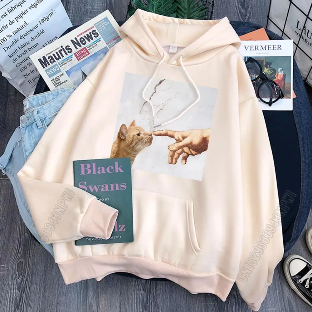 

Cartoon Cute Cats Print Hoodies Man Loose Sweatshirts New Long Sleeve Pockets Clothes Vintage Harajuku Hoody Mens
