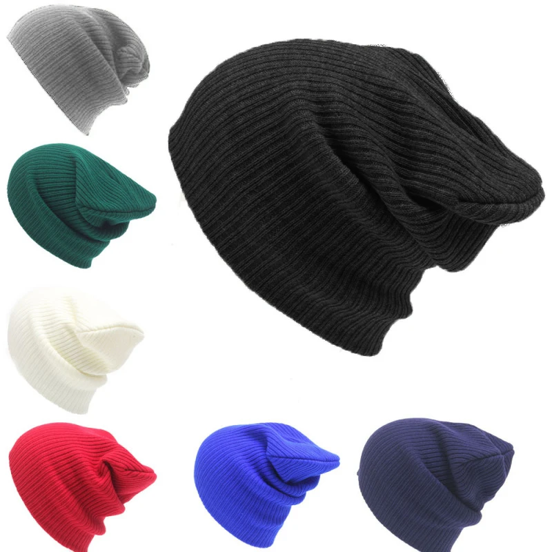 

Осенне-зимняя акриловая однотонная вязаная шапка унисекс в стиле лазаньи, трикотажная шапка с черепом, эластичная теплая шапка рэп W24