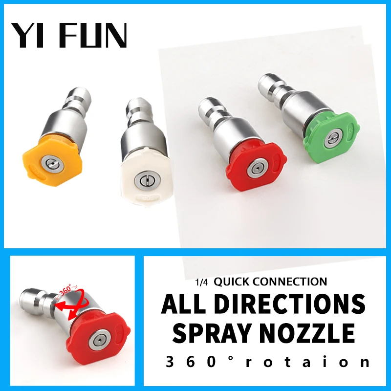 

Car Wash Accessories High Pressure Washer Spray Nozzle All Direction 360 Degree 1/4 Quick Connection For Car Cleaning Water Gun