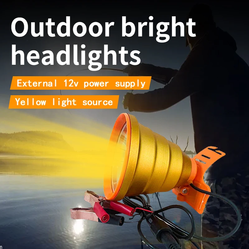 Qingniu Outdoor portable COB Yellow Light Simple External Battery Headlamp