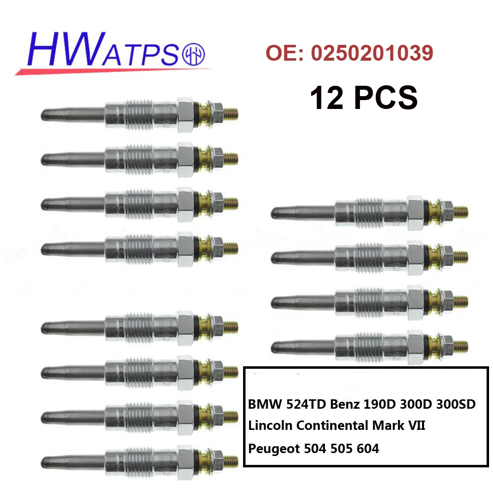 4/8/12 шт. Свеча для Benz 190D 300D BMW 524TD Land Rover Lincoln Continental Mark VII Peugeot 505 Y-525J 11V 0250201039