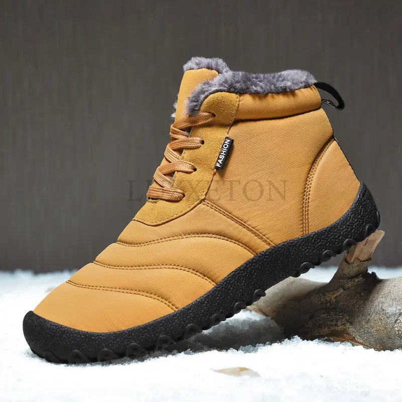 

Winter Cotton Boots For Men Warm Fur Soft Male Platform Snow Boots Man Ankle Boot Winter Men's Sneakers Plus Casual Man Shoes