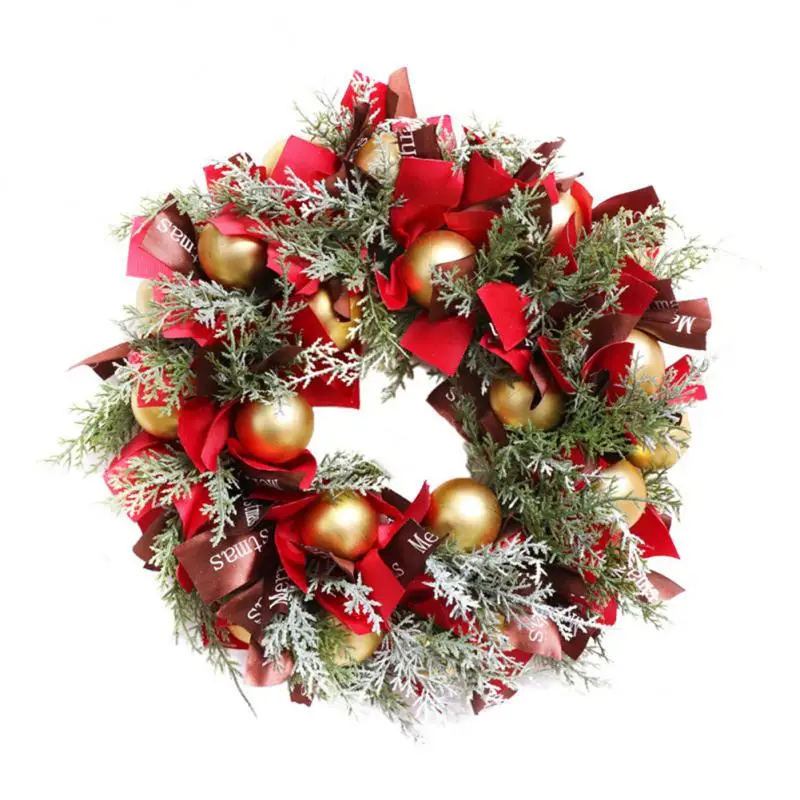 

Christmas Wreath Christmas Ball Ribbon Garland Ornaments Front Door Decor Wreaths Wall Hanging Pendants Navidad New Year 2022