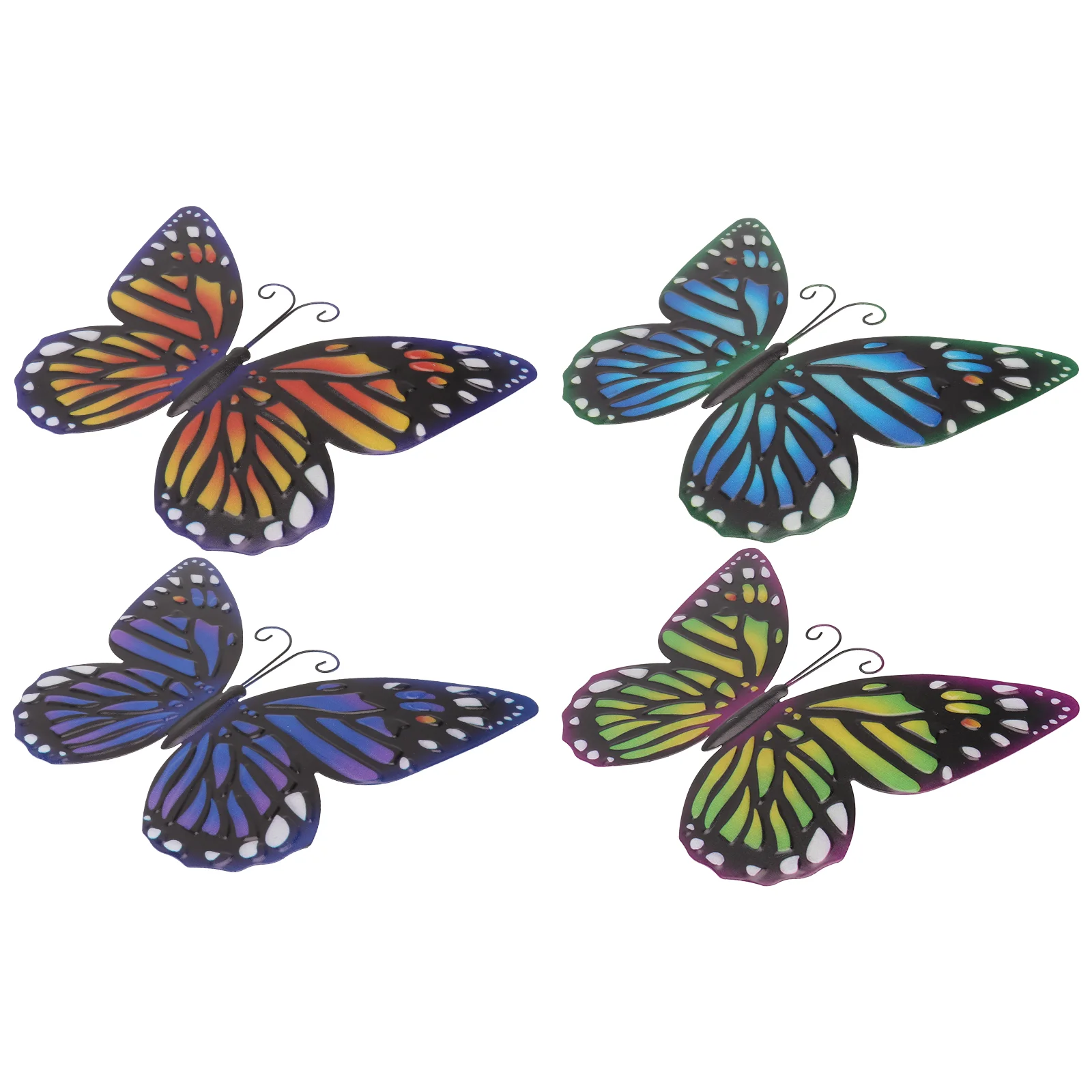 

4 Pcs Wrought Iron Butterfly Wall Hanging Decor Decoration Metal Butterflies Sticker Animal Fence Decorations Outdoor