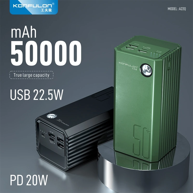 Фото 50000 мАч Power Bank PD 20 Вт Быстрая зарядка 22,5 Вт Powerbank Фонарик Поддержка 22,5 Вт Быстрая зарядка FCP AFC VOOC Oppo Oneplus №1