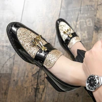 mens shoes loafers pu leather shiny tassel thick bottom nightclub hairstylist prom wedding dress shoes moccasins slip on shoes