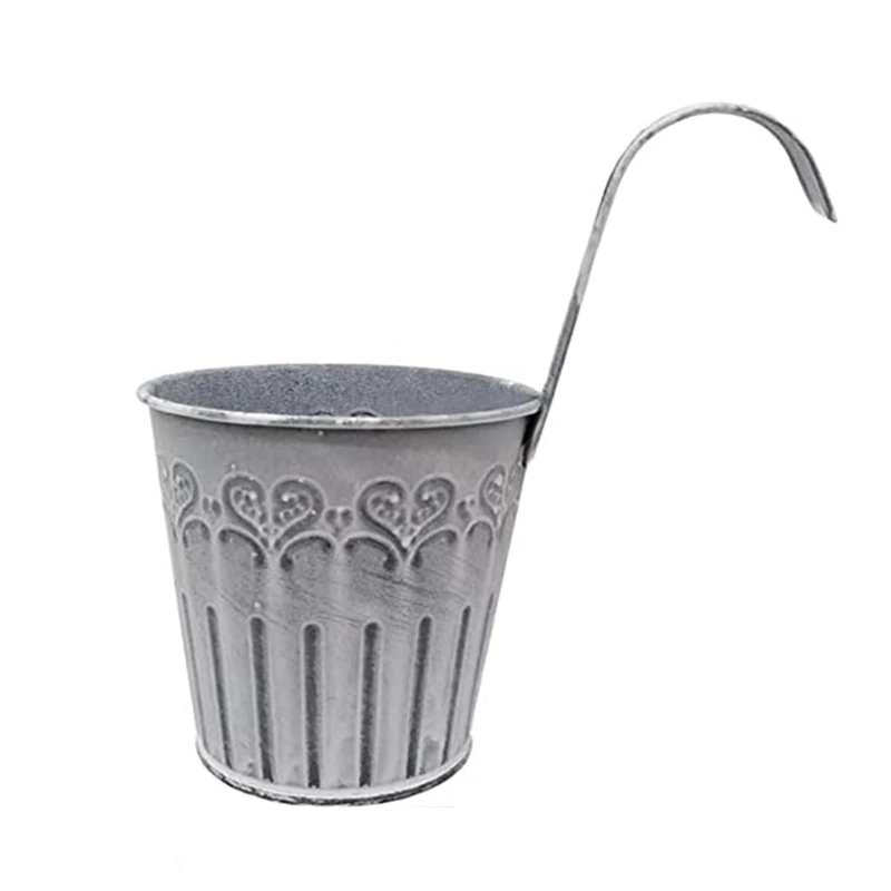 

Vintage Iron Flower Pot Vase Wall Fence Hanging Balcony Garden Patio Planter