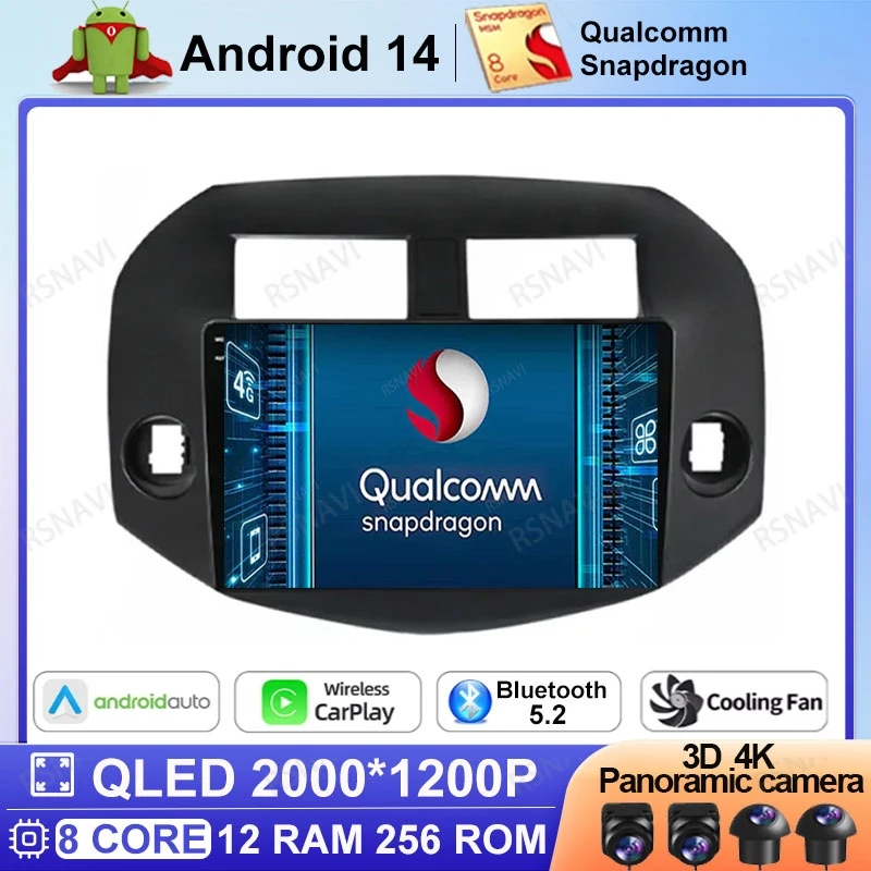 Автомагнитола 2 DIN на Android 14 для Toyota RAV4 RAV 4 2005-2013 с навигацией и GPS