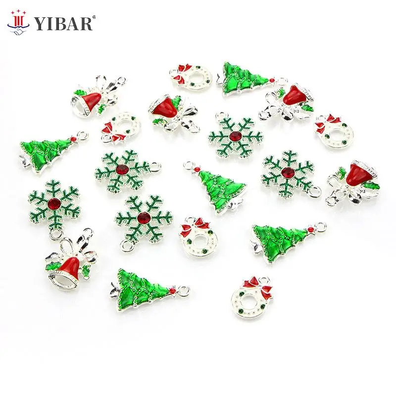 

20Pcs Mixed Christmas Charms Enamel Pendants DIY Jewelry Making Accessories