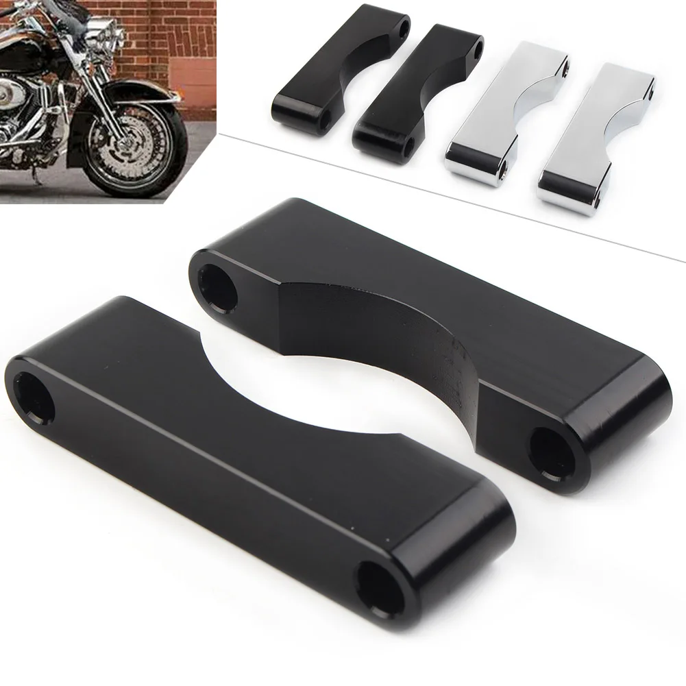 

2Pcs Motorcycle Front Fender Spacer Bracket Mount For Harley Touring Road King FLT FLHT FLHR FLHX FLTR 1984-2013 Chrome/Black