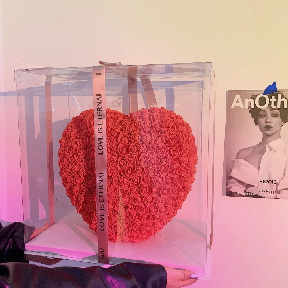 

Романтическое сердце, роза, цветок, искусственное украшение в коробке, Свадебные товары для подруги