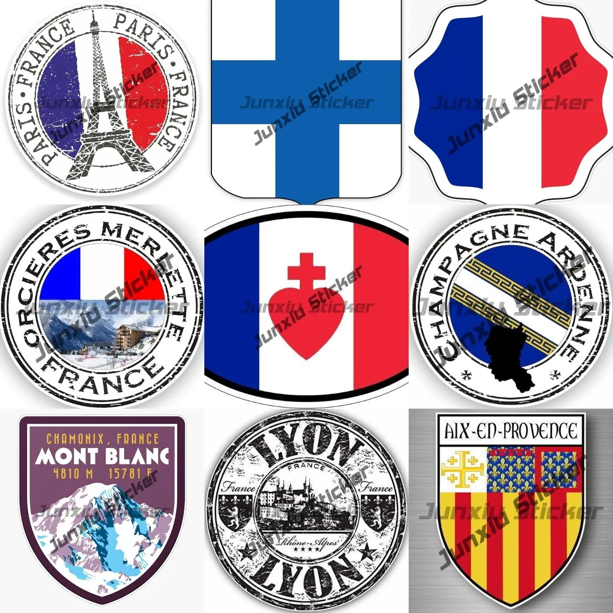 

Paris Eiffel Tower Vinyl Sticker France Sacred Sacre Hearth Decal Champagne-Ardenne Mont Blanc Travel Decal Chamonix Mont Blanc