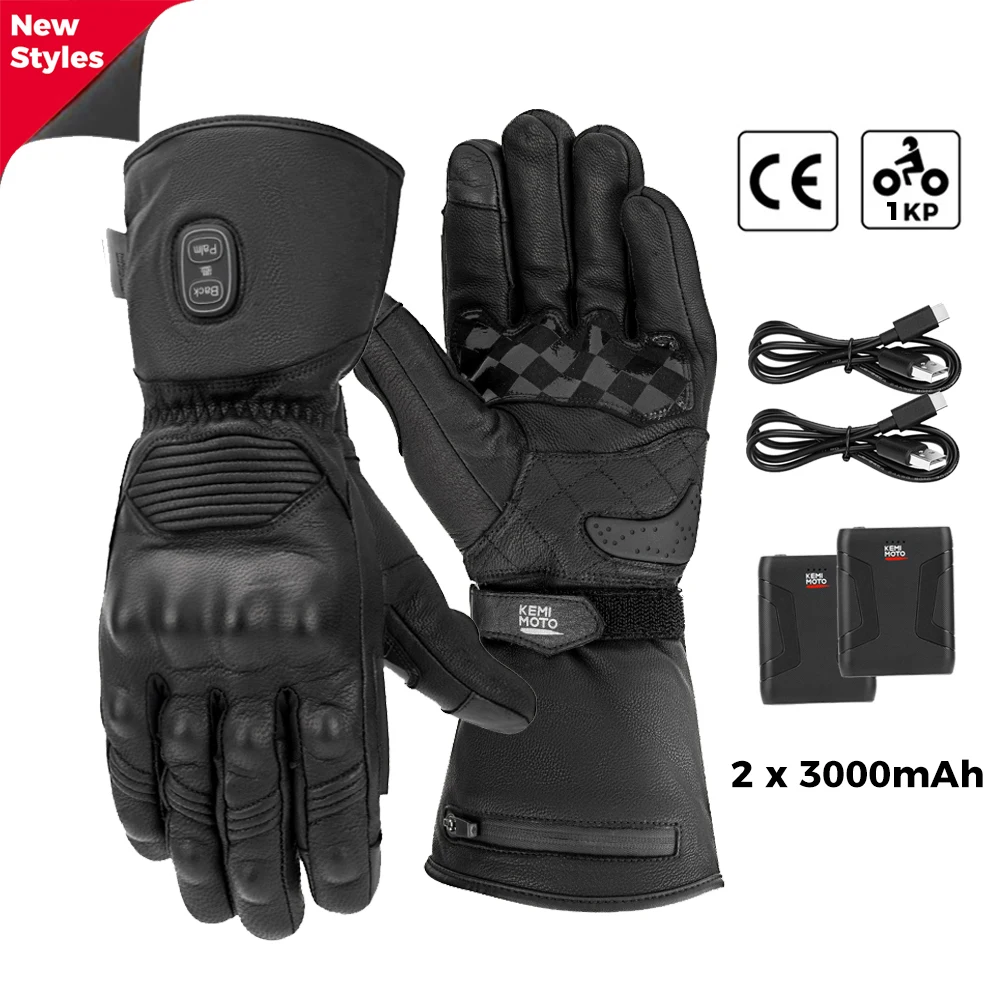 

KEMIMOTO кожаные мотоциклетные перчатки с подогревом, зимние водонепроницаемые винтажные перчатки с сенсорным экраном и подогревом для Cruiser Touring