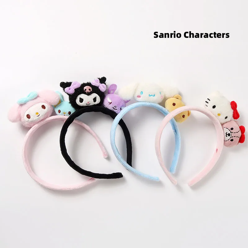 

Повязка на голову Kawaii Sanrios с героями мультфильмов аниме My Melody Kuromi Friends повязка на голову милая плюшевая декоративная повязка для волос аксес...