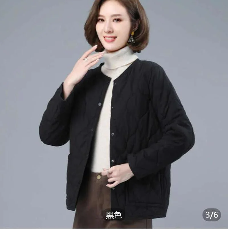 Женское однотонное стеганое пальто без воротника с хлопковой подкладкой