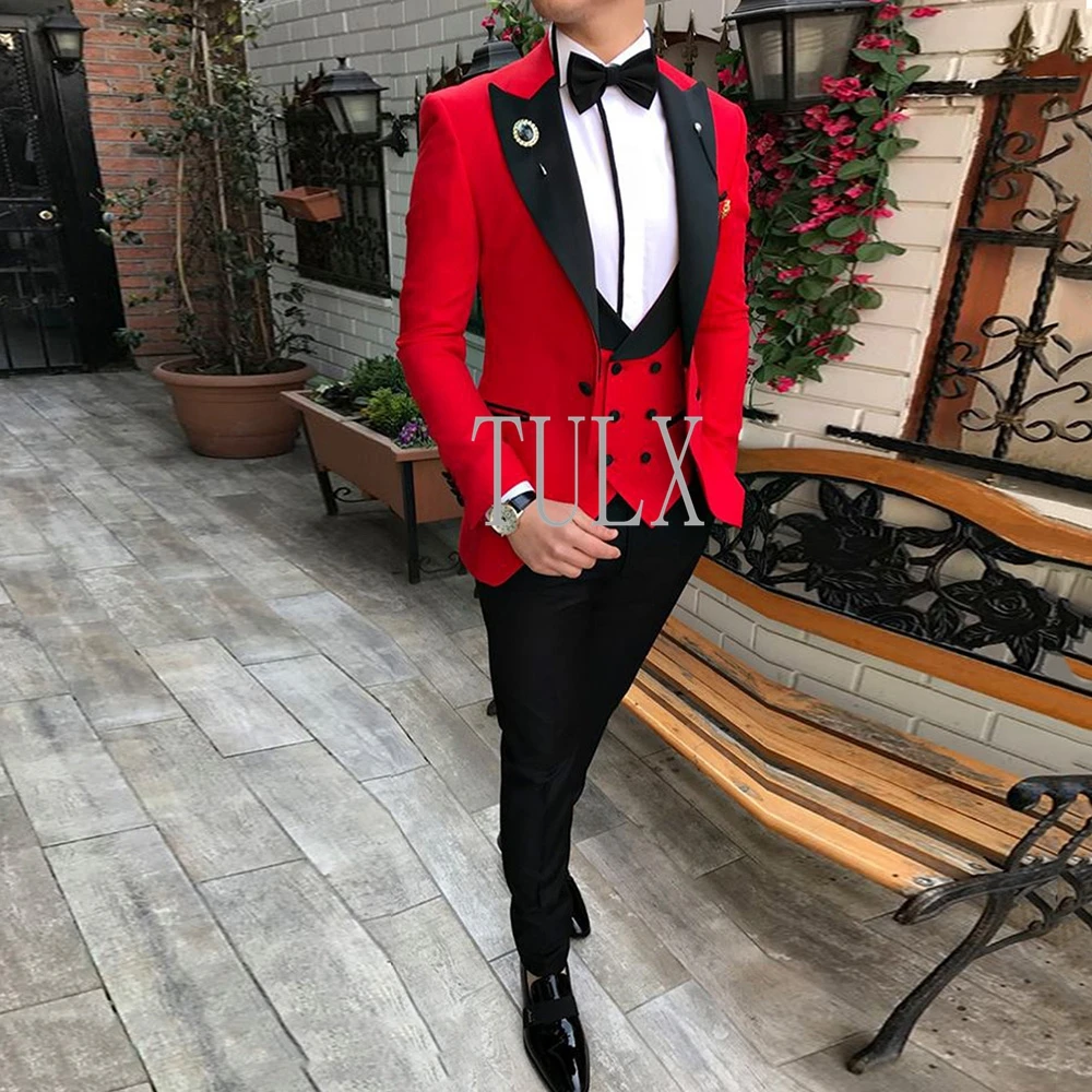Новые мужские костюмы облегающего покроя для свадьбы костюм жениха мужчин из 3