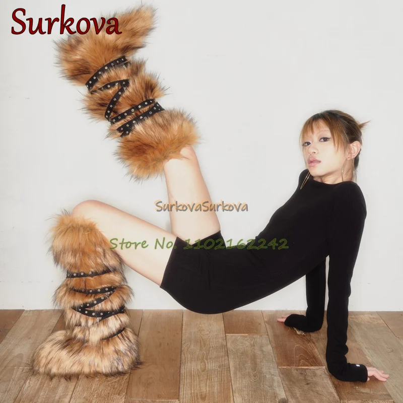 Зимние сапоги на плюшевом меху нескользящие зимние с толстой подошвой и пряжкой