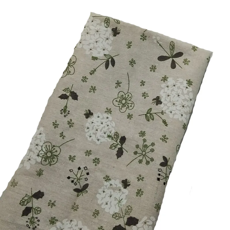 Симпатичная Белая Цветущая хлопковая льняная ткань с цветочным принтом 48x145 см для шитья своими руками