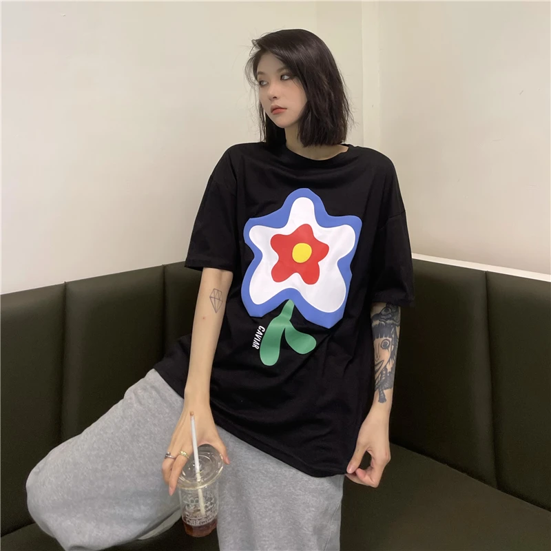 

7925 women new summer trend printing loose casual short-sleeved T-shirt