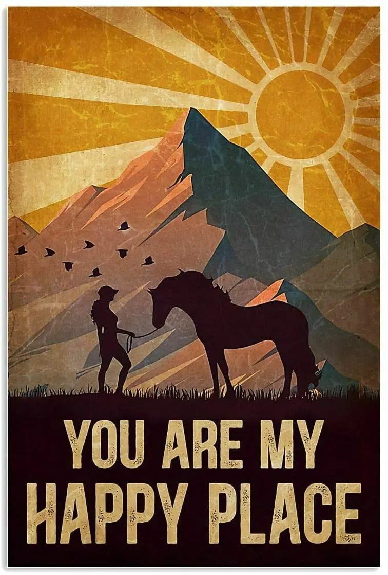 Pozino Horse You are My Happy Place, милая металлическая фотография, уличный кафе, бар, клубный телефон, Деревенская ферма, металлический знак