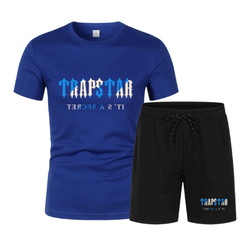 

2023 Summer men's sets Trapstar Printed Short Sleeve T-shirt casual sports jogging shorts set fashion Street tide brand clothes