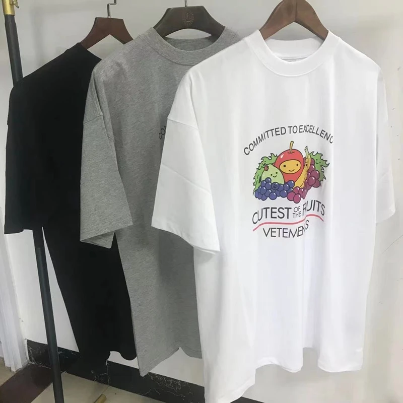 

High Quality 2021FM VTM Cutest of The Fruits Vetements Men T-shirt 1:1Vetements Women Shirts Multicolor Graphic Short Sleeve