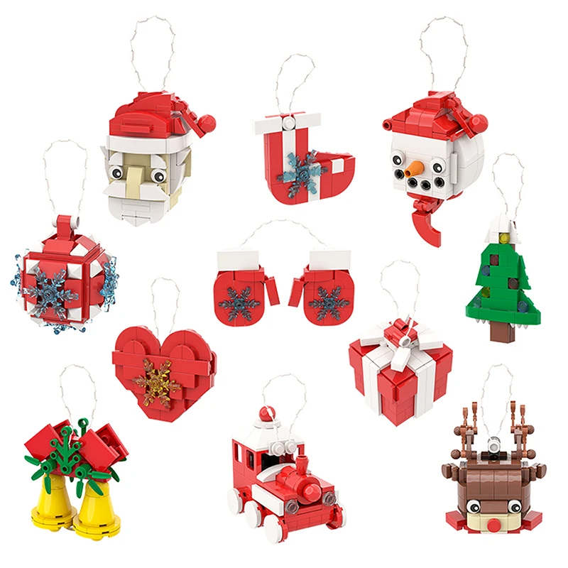 

Рождественская елка MOC, лось, подарок, колокольчик, украшение, шапка Санта, дружественный парк, зимняя деревня, поезд, строительные блоки, игр...