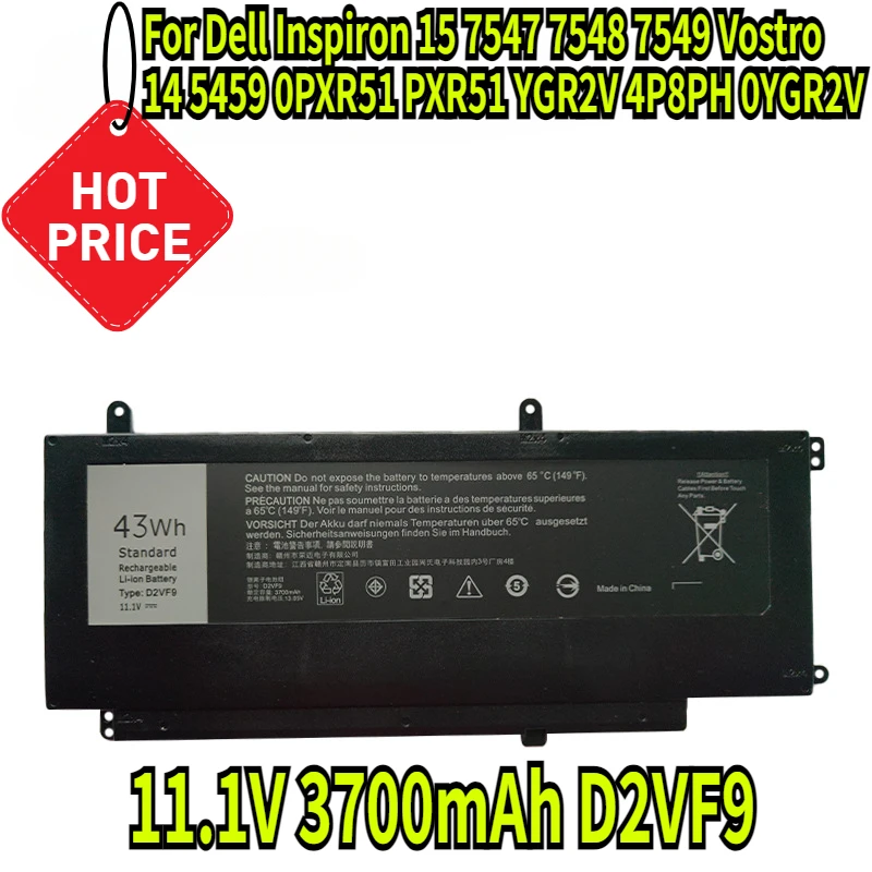 11 1 В 3700 мАч D2VF9 аккумулятор для ноутбука Dell Inspiron 15 7547 7548 7549 Vostro 14 5459 0PXR51 PXR51 YGR2V 4P8PH