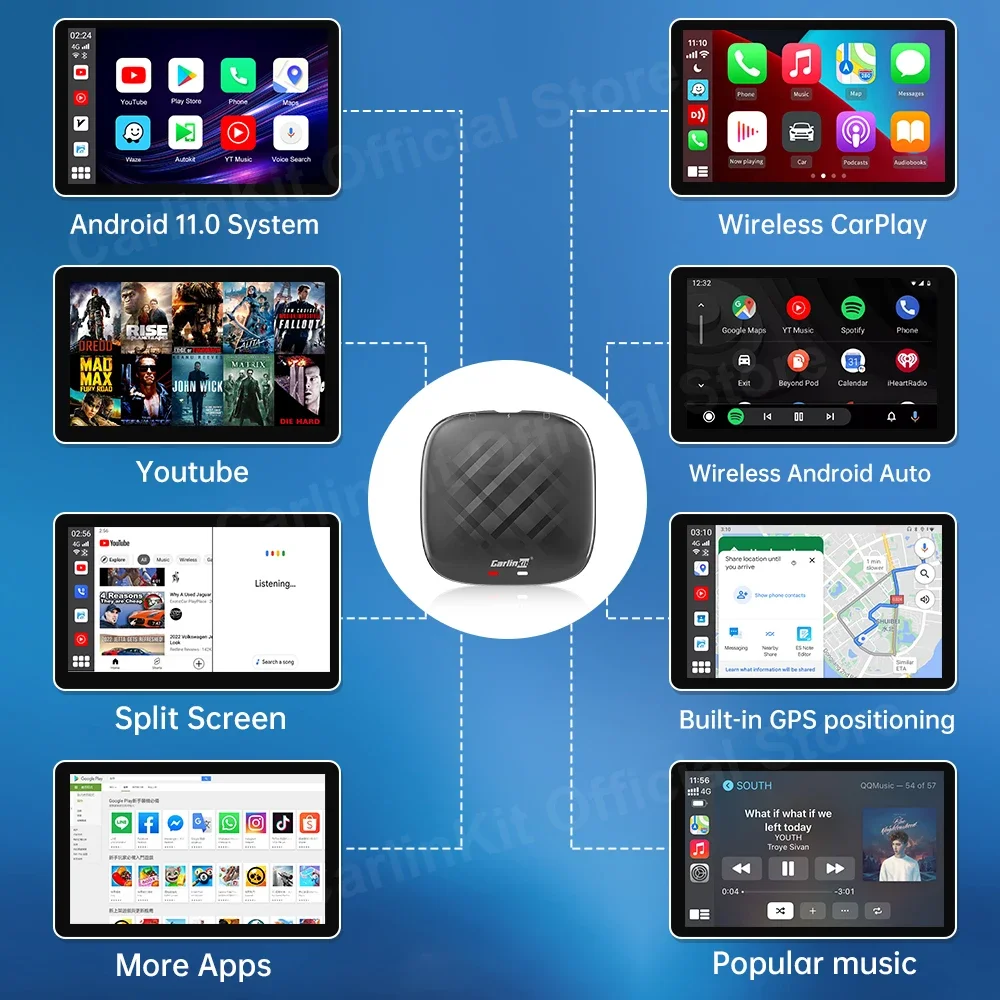 Беспроводной Bluetooth-динамик Carplay Android auto 3 ГБ + 32 система MINI AI Box