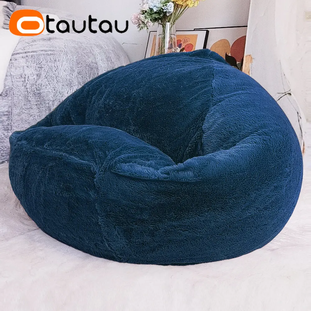 With Filling Fluffy Faux Bunny Fur Pouf Salon Ottomam Independent Liner Washable Dd003