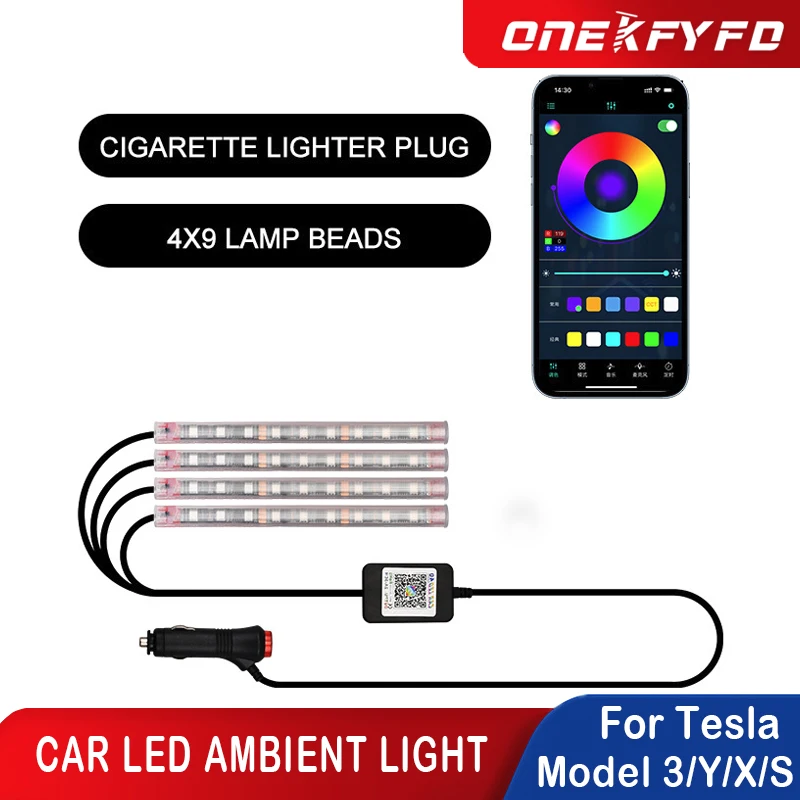 

Для Tesla Model 3 Y X S внутреннее окружающее освещение s-образная лента управление через приложение Автомобильный светодиодный RGB неоновый поднос ...