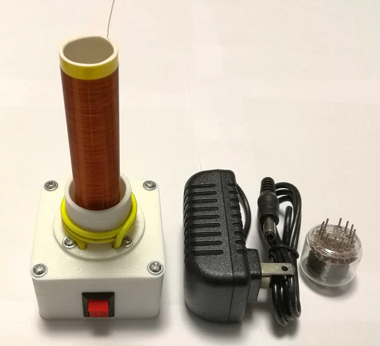 

Single-tube Self-exciting Tesla Coil with Glow Tube and Power Supply, Wirelessly Lighting Energy-saving Lamps, Cigarette Light
